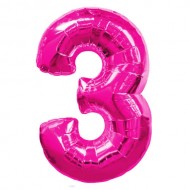 Воздушный шар цифра "3" малиновая